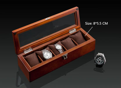 New Wood Watch Box Organizer With Glass Window Wooden Watch Display Luxury Watch Case Storage Box Watch Holder For Men