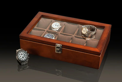 New Wood Watch Box Organizer With Glass Window Wooden Watch Display Luxury Watch Case Storage Box Watch Holder For Men