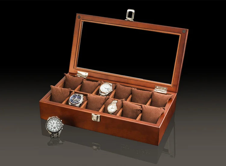 New Wood Watch Box Organizer With Glass Window Wooden Watch Display Luxury Watch Case Storage Box Watch Holder For Men