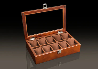 New Wood Watch Box Organizer With Glass Window Wooden Watch Display Luxury Watch Case Storage Box Watch Holder For Men