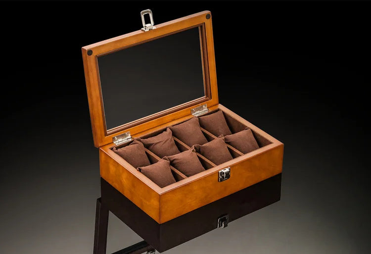 New Wood Watch Box Organizer With Glass Window Wooden Watch Display Luxury Watch Case Storage Box Watch Holder For Men