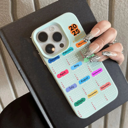 New Year Calendar Lichee Pattern Silicone Phone Case For iPhone 13 11 12 14 15 16 Pro Max 15 14 16 Plus Soft Candy Color Cover