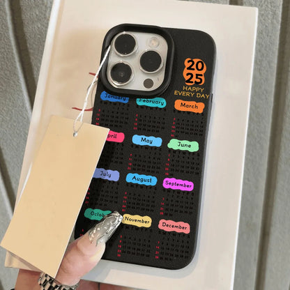 New Year Calendar Lichee Pattern Silicone Phone Case For iPhone 13 11 12 14 15 16 Pro Max 15 14 16 Plus Soft Candy Color Cover