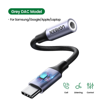 UGREEN USB C to 3.5mm Audio Headphone For Samsung Galaxy A52s S22 S21 iPad Pro 2022 Type C Aux DAC Earphone Mic Jack Adapter USB