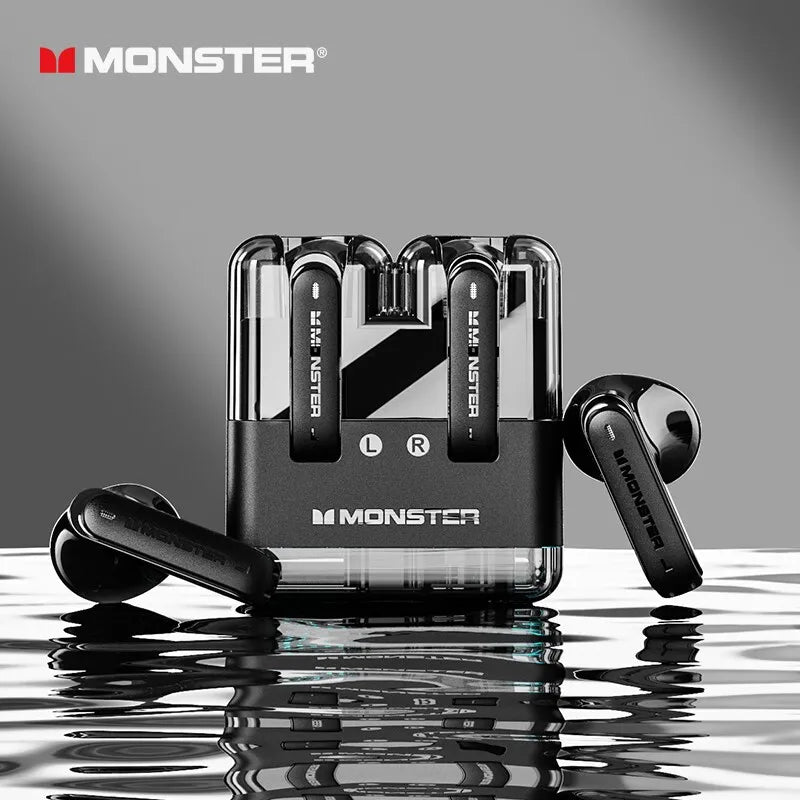 Original Monster XKT12 Gaming Earphones Wireless Bluetooth 5.3 Headphones TWS HIFI Sound Sports Earbuds Noise Reduction 300mAh