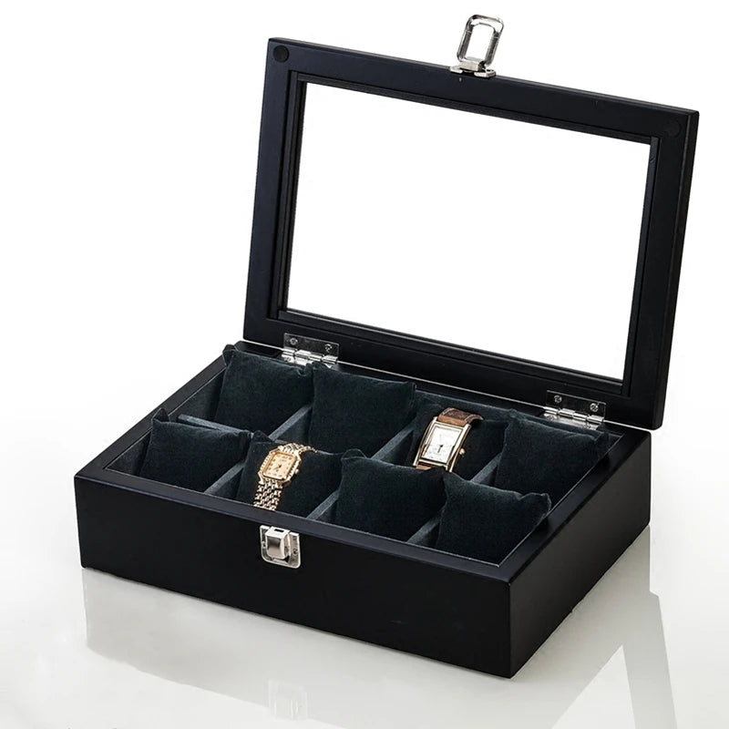 New Wood Watch Box Organizer With Glass Window Wooden Watch Display Luxury Watch Case Storage Box Watch Holder For Men