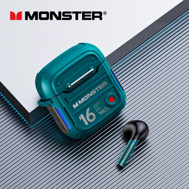 Original Monster XKT16 Bluetooth V5.3 Headphones Wireless Long Standby Headset HIFI Sound Earphones Low Latency Gaming Earbuds