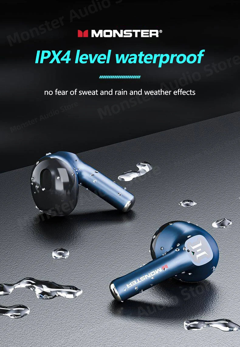 Monster XKT10 TWS Bluetooth Wireless Earphones Waterproof Noise Reduction Headphones Dual Mode Gaming Headset With Mic