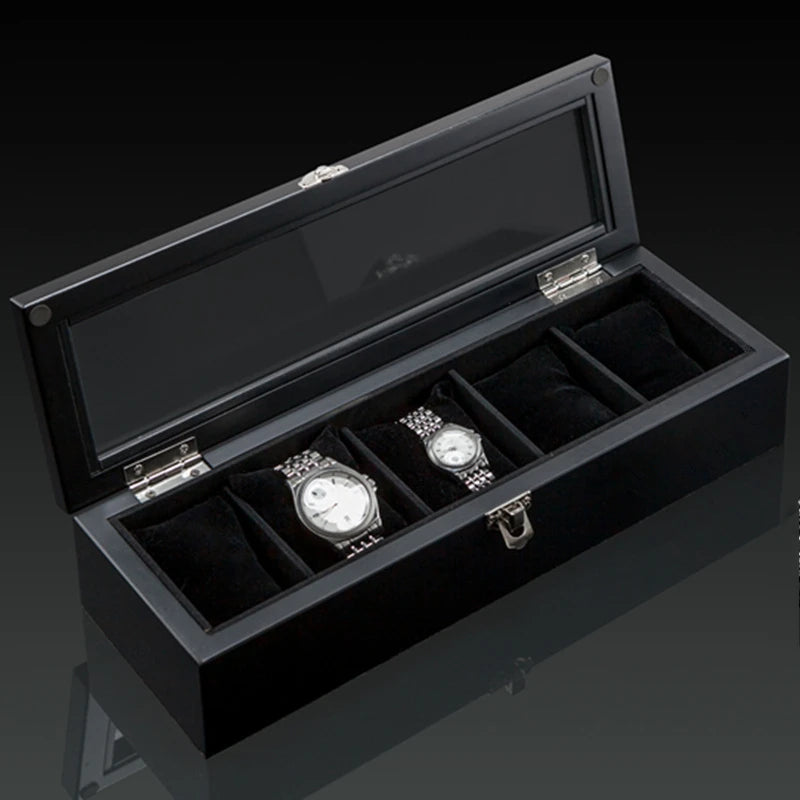 New Wood Watch Box Organizer With Glass Window Wooden Watch Display Luxury Watch Case Storage Box Watch Holder For Men