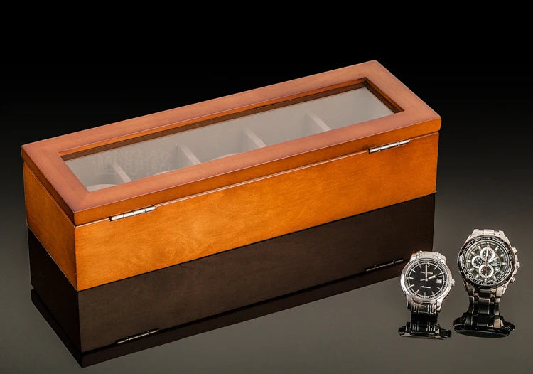 New Wood Watch Box Organizer With Glass Window Wooden Watch Display Luxury Watch Case Storage Box Watch Holder For Men