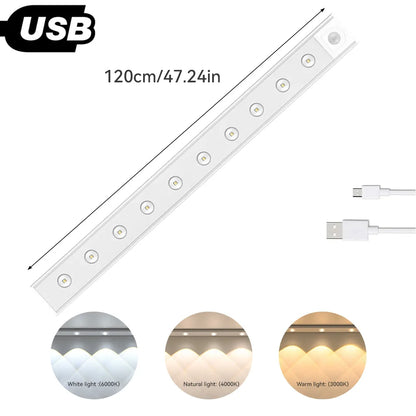 LED Under Cabinet Light Motion Sensor Night Light USB Rechargeable Ripple Light With 3 Colors Temperatures Infinitely Dimmable