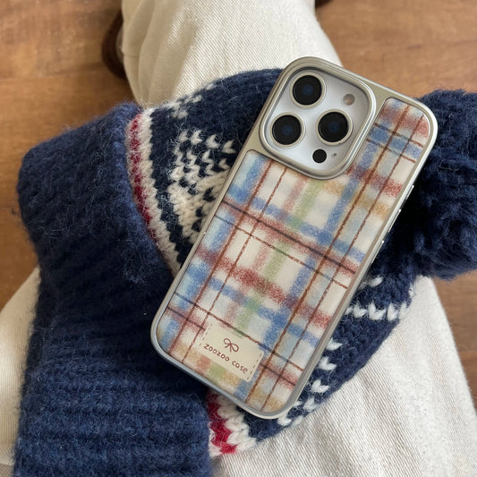 Plush Plaid Phone Case for iPhone 16, 16pro 16Pro max,15, 15pro  15Promax, 14, 14pro, 14Promax, 13, 13Pro 13Promax, New Fashion