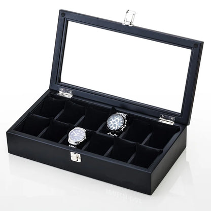 New Wood Watch Box Organizer With Glass Window Wooden Watch Display Luxury Watch Case Storage Box Watch Holder For Men