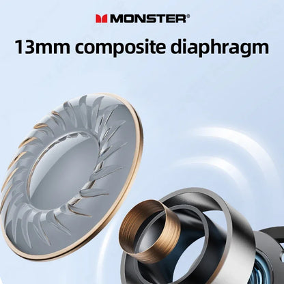 Original Monster XKT16 Bluetooth V5.3 Headphones Wireless Long Standby Headset HIFI Sound Earphones Low Latency Gaming Earbuds